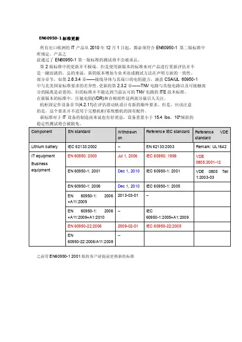 EN60950-1标准更新及要求
