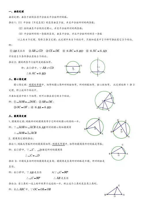 垂径定理和圆周角圆心角