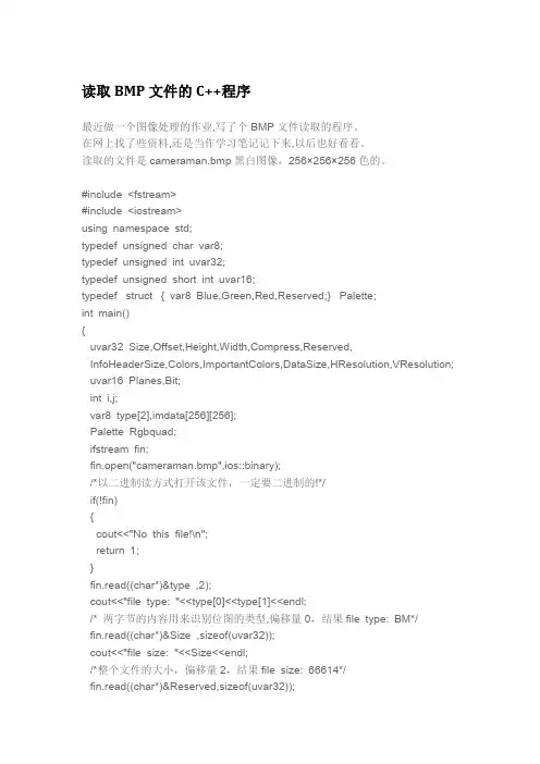 读取BMP文件的C++程序