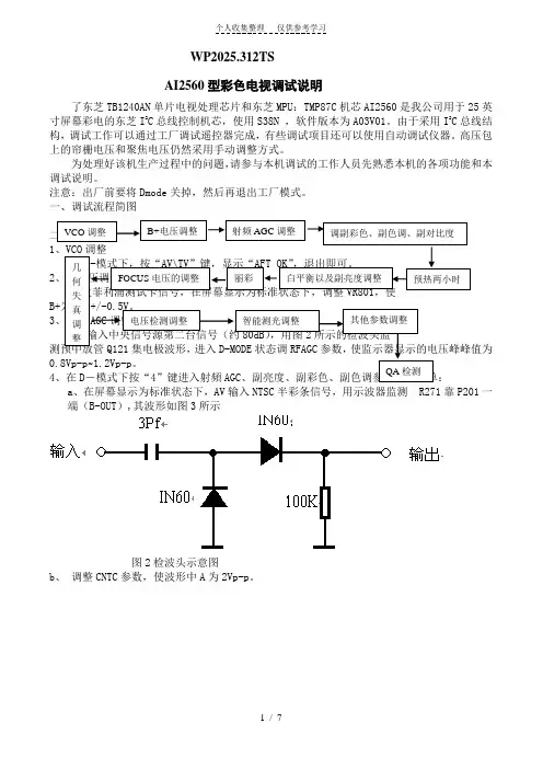 AI型彩色电视调试说明