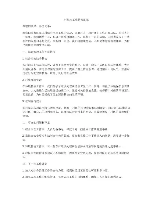村综治工作情况汇报