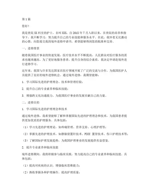 护士境外进修申请书模板(3篇)