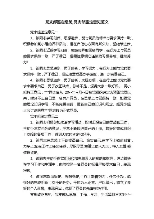 党支部鉴定意见,党支部鉴定意见范文