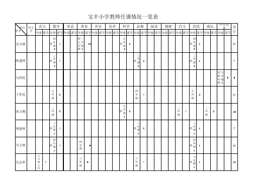任课情况一览表