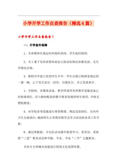 小学开学工作自查报告(精选6篇)