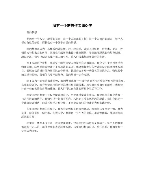 我有一个梦想作文800字