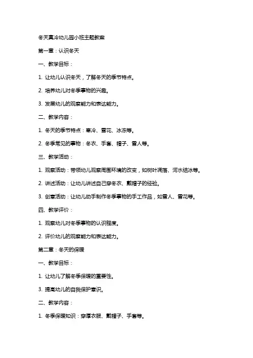 冬天真冷幼儿园小班主题教案