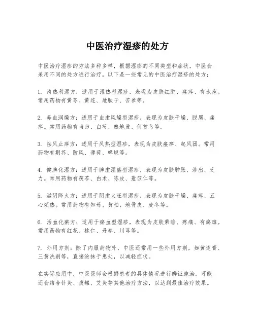 中医治疗湿疹的处方