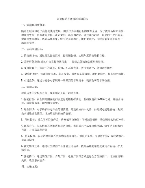 国美促销方案策划活动总结