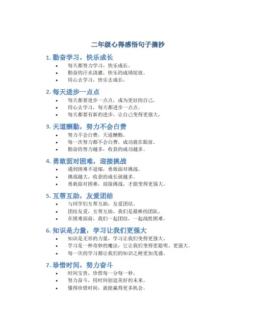 二年级心得感悟句子摘抄