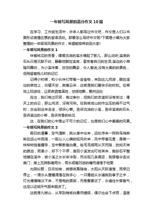一年级写风景的高分作文10篇