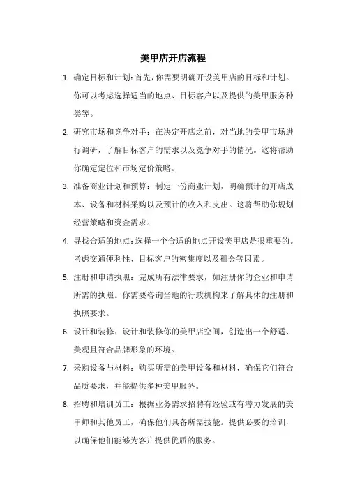 美甲店开店流程