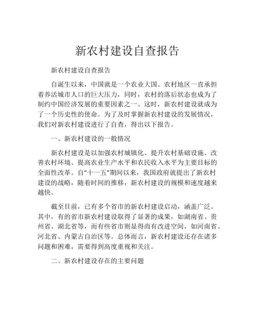 新农村建设自查报告