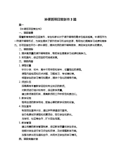 补课班项目策划书3篇