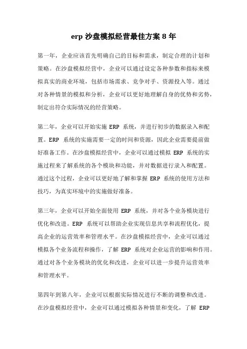 erp沙盘模拟经营最佳方案8年