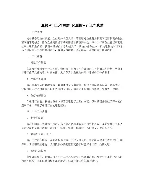 迎接审计工作总结_区迎接审计工作总结