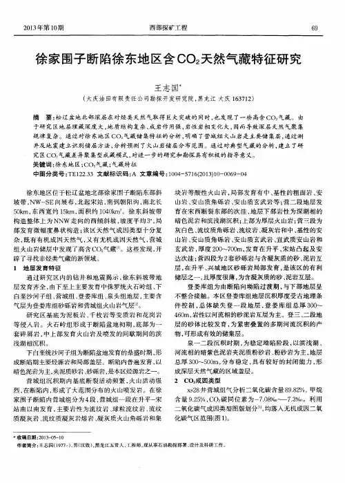 徐家围子断陷徐东地区含CO2天然气藏特征研究