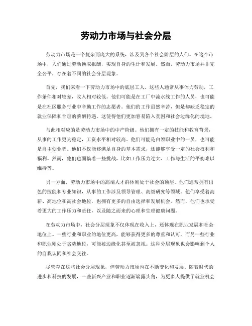 劳动力市场与社会分层