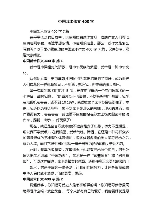 中国武术作文400字