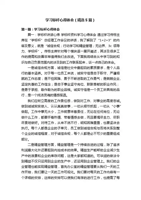 学习标杆心得体会（精选5篇）