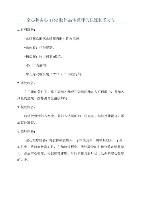 空心和实心sio2胶体晶体微球的快速制备方法