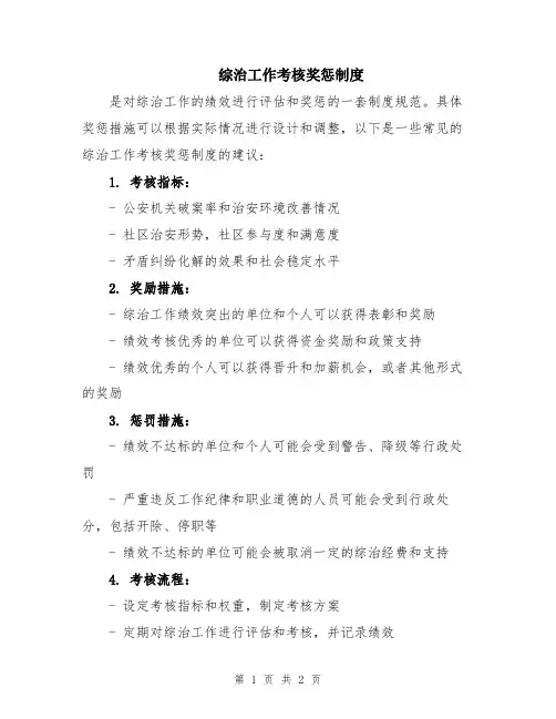 综治工作考核奖惩制度