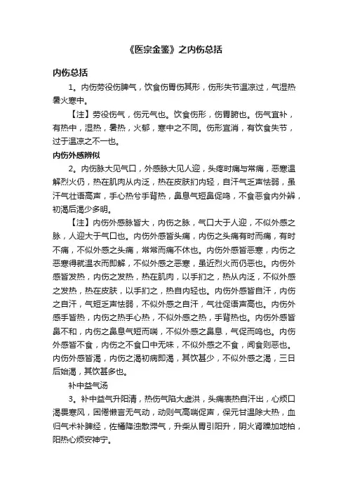 《医宗金鉴》之内伤总括