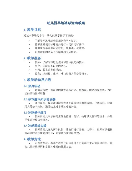 幼儿园旱地冰球运动教案