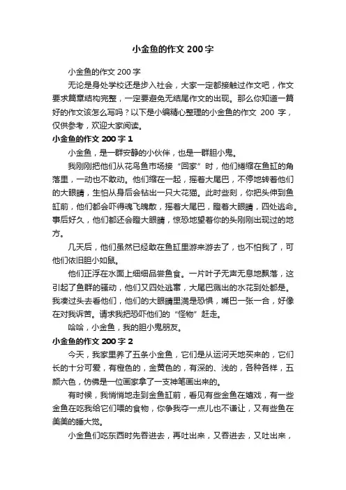小金鱼的作文200字