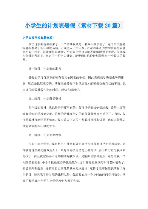 小学生的计划表暑假(素材下载20篇)