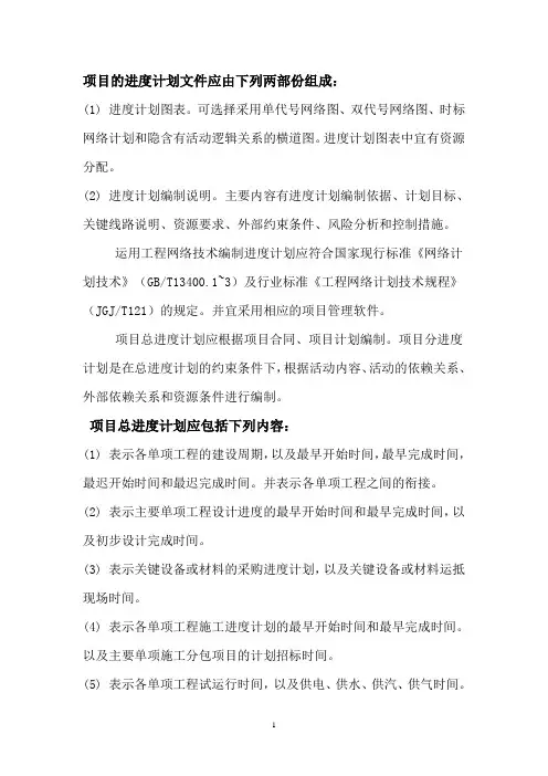 项目的进度计划组成