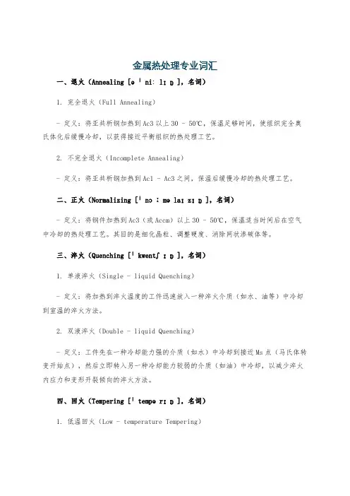 金属热处理专业词汇