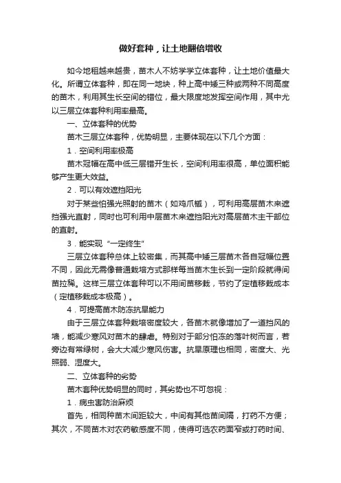 做好套种，让土地翻倍增收