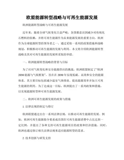 欧盟能源转型战略与可再生能源发展