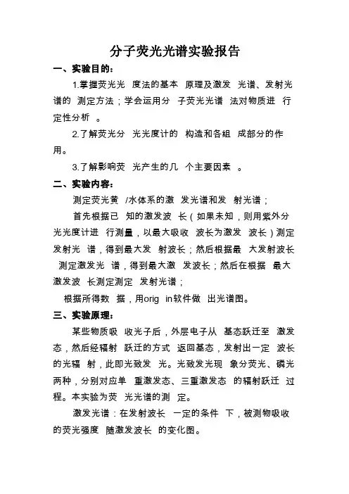 分子荧光光谱实验报告