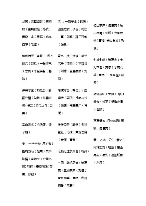 成语故事中的主人公