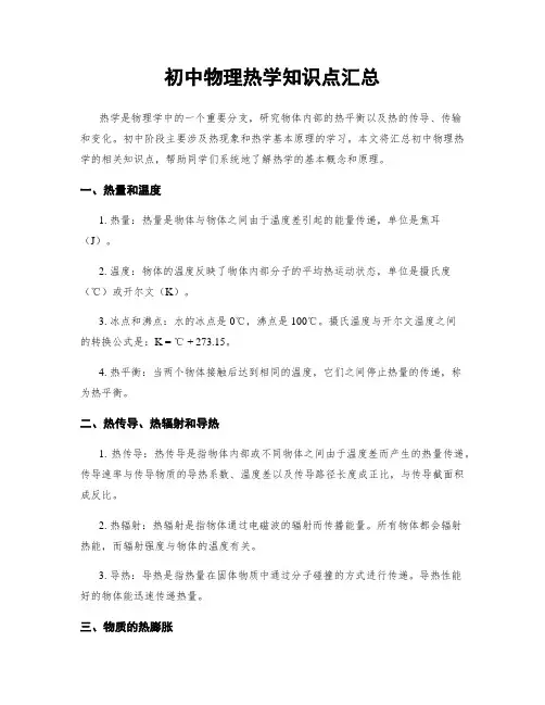 初中物理热学知识点汇总