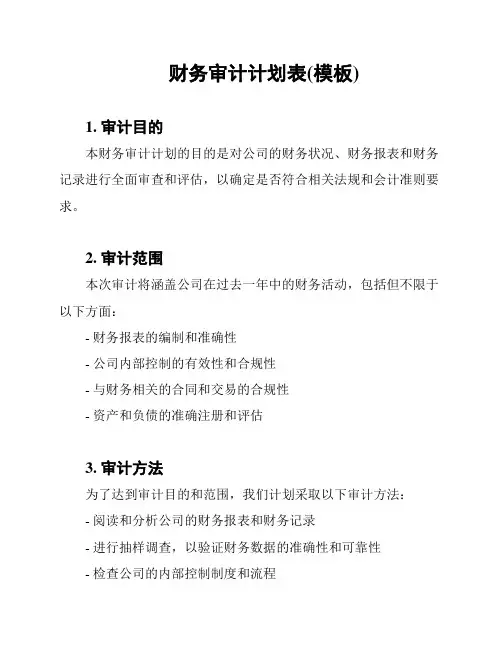 财务审计计划表(模板)