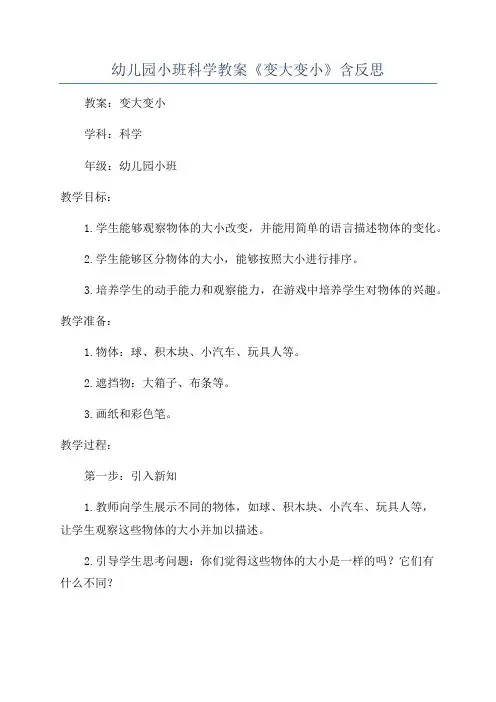 幼儿园小班科学教案《变大变小》含反思