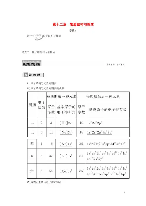 2019高考化学第12章(物质结构与性质)第1节2)原子结构与元素性质讲与练(含解析)