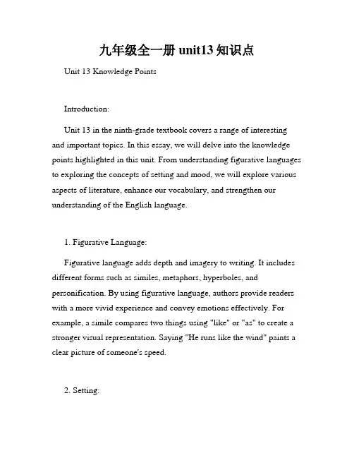 九年级全一册unit13知识点