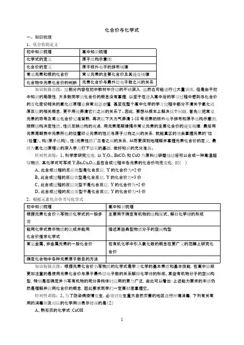 化合价与化学式化合价及其变化【精选】