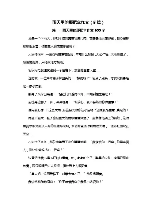 雨天里的那把伞作文600字