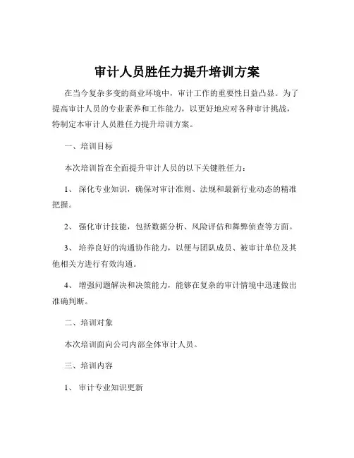 审计人员胜任力提升培训方案