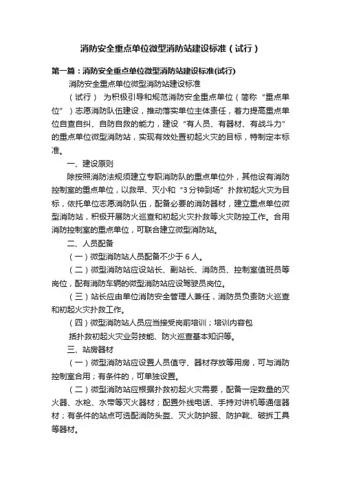 消防安全重点单位微型消防站建设标准（试行）