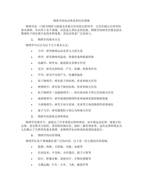 物理学的知识体系和应用领域