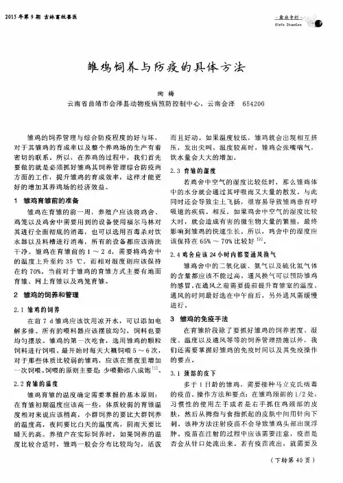雏鸡饲养与防疫的具体方法