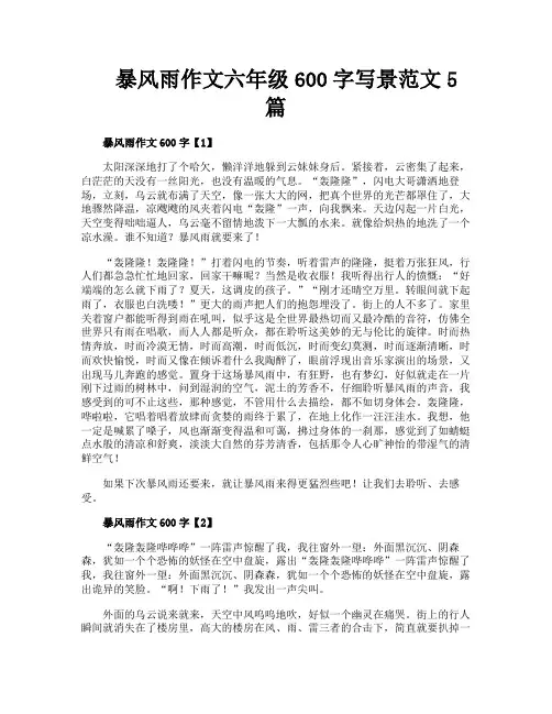 暴风雨作文六年级600字写景范文5篇