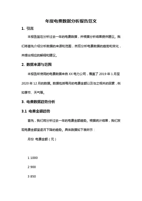 年度电费数据分析报告范文