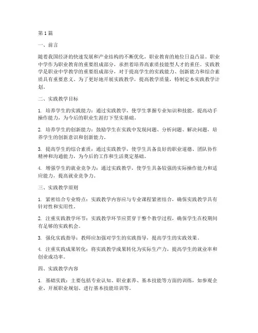 职业中学实践教学计划(3篇)
